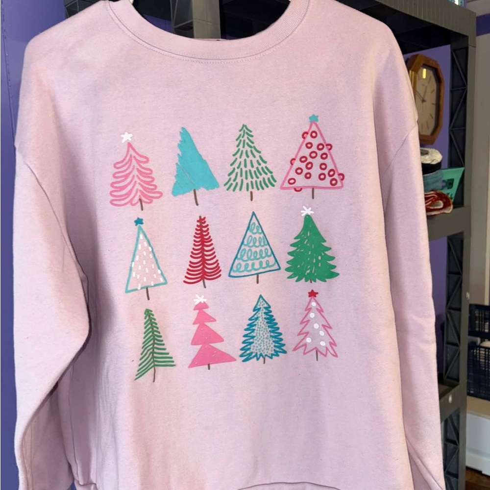 Festive Pink Sweater with Tree Design. Loved a few times xl.